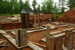 Setting up foundation forms for a new house